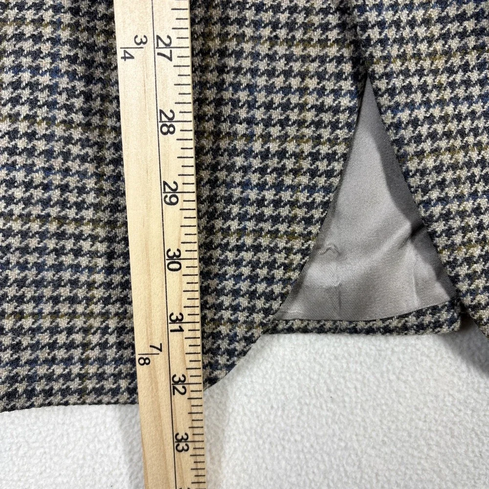 Jos. A. Bank Mens 42R Blazer Houndstooth Jacket Sport Coat Tweed Brown Gray Navy